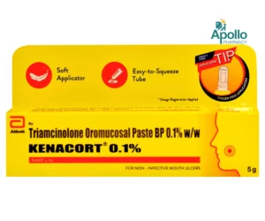 Kenacort 0.1% 5gm Tube triamcinolone acetonide for mouth sores, oral ulcers and mouth irritation relief