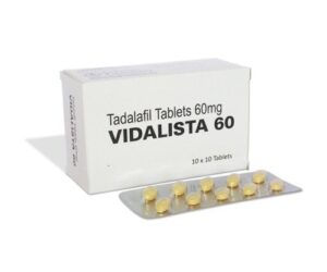 Vidalista Tadalafil 60mg tablets for erectile dysfunction and stronger erections in men.